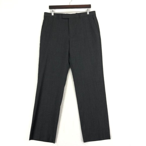 INC International Concepts Men's Size 34 x 32 London Dark Grey Wool Blend Pants - Picture 1 of 12